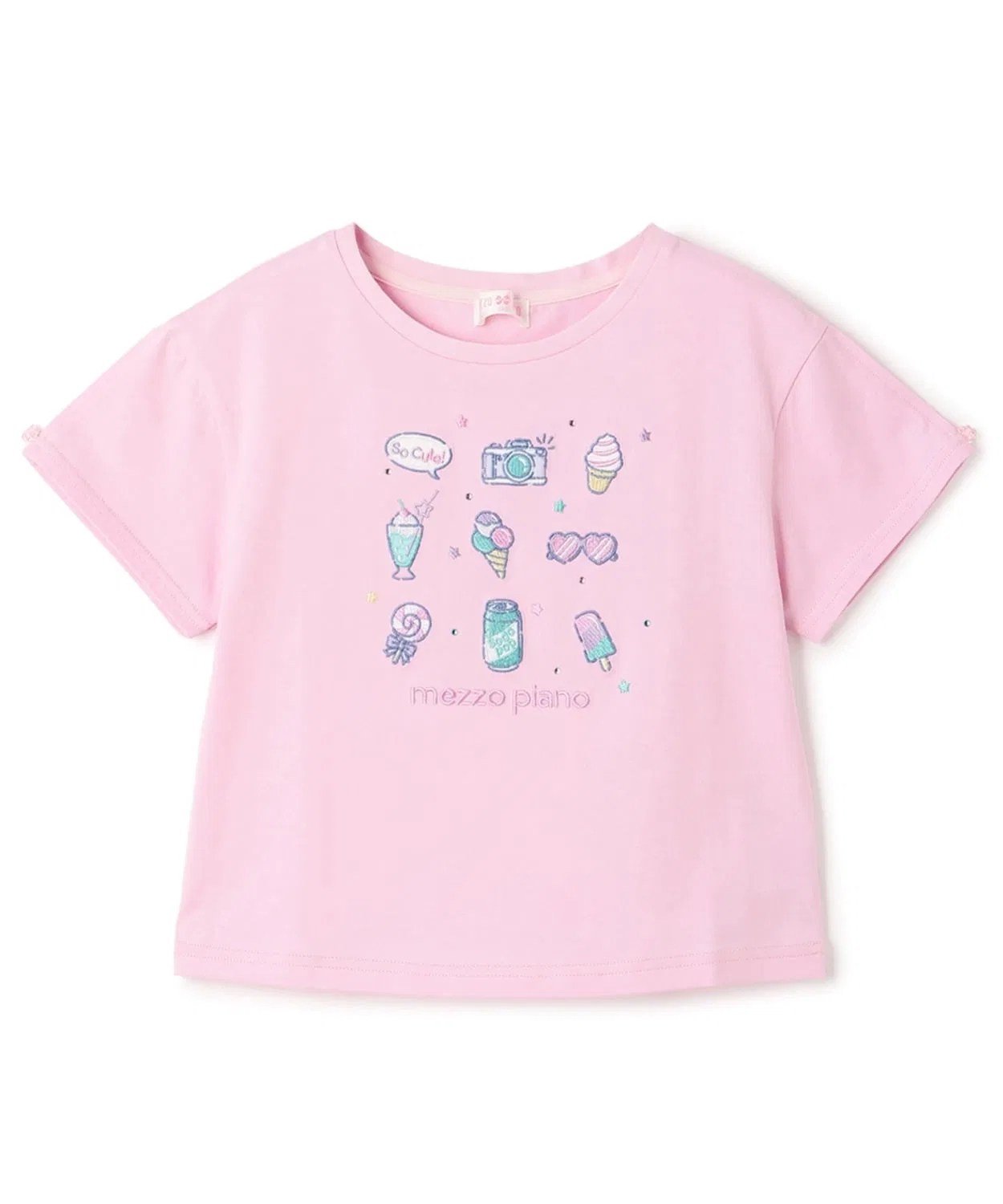 Детская футболка с вышивкой Fancy Pop mezzo piano, Light Pink