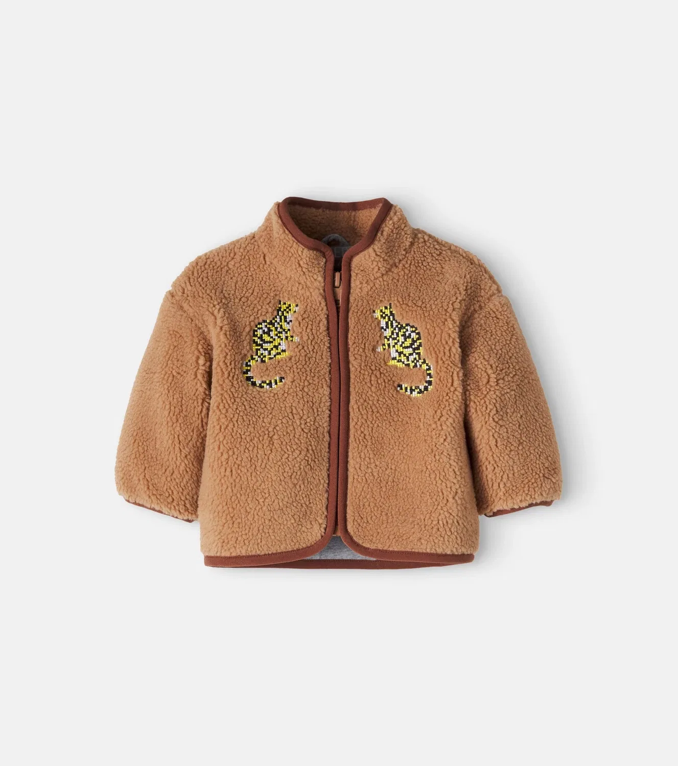 Детская флисовая куртка с вышивкой в виде мишки Stella Mccartney Kids, коричневый