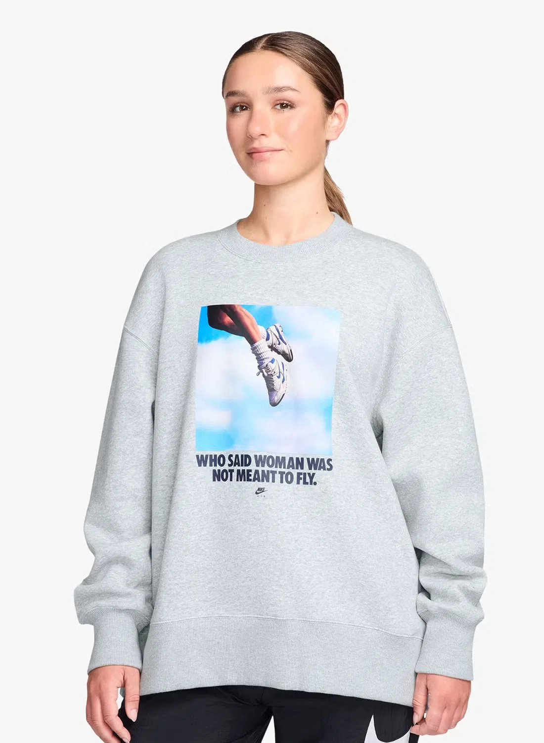 Свитшот оверсайз с фотопринтом Phoenix Nike, серый