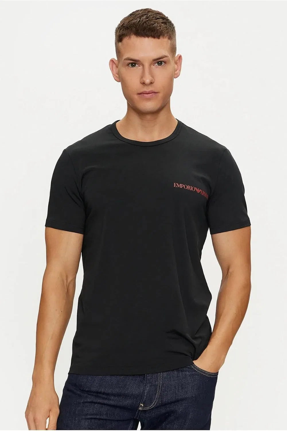 Мужская футболка с логотипом Emporio Armani Slim Fit, Black/Black — фото 2