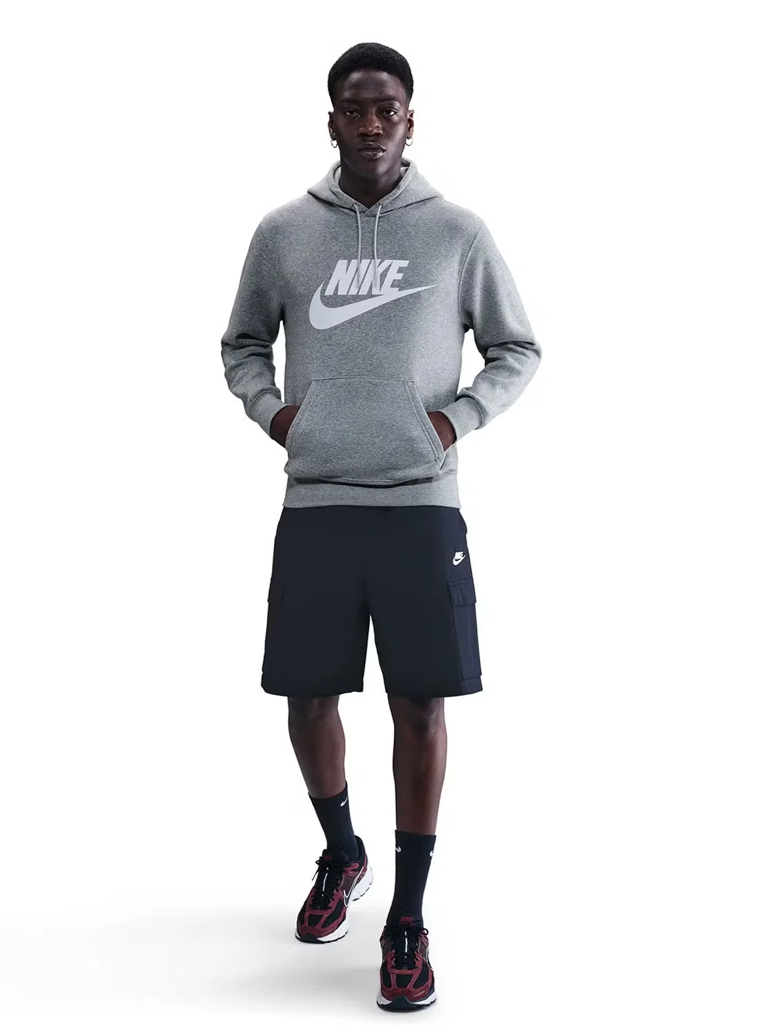 Худи с принтом Nike M nk club bb po gfx, серый — фото 3