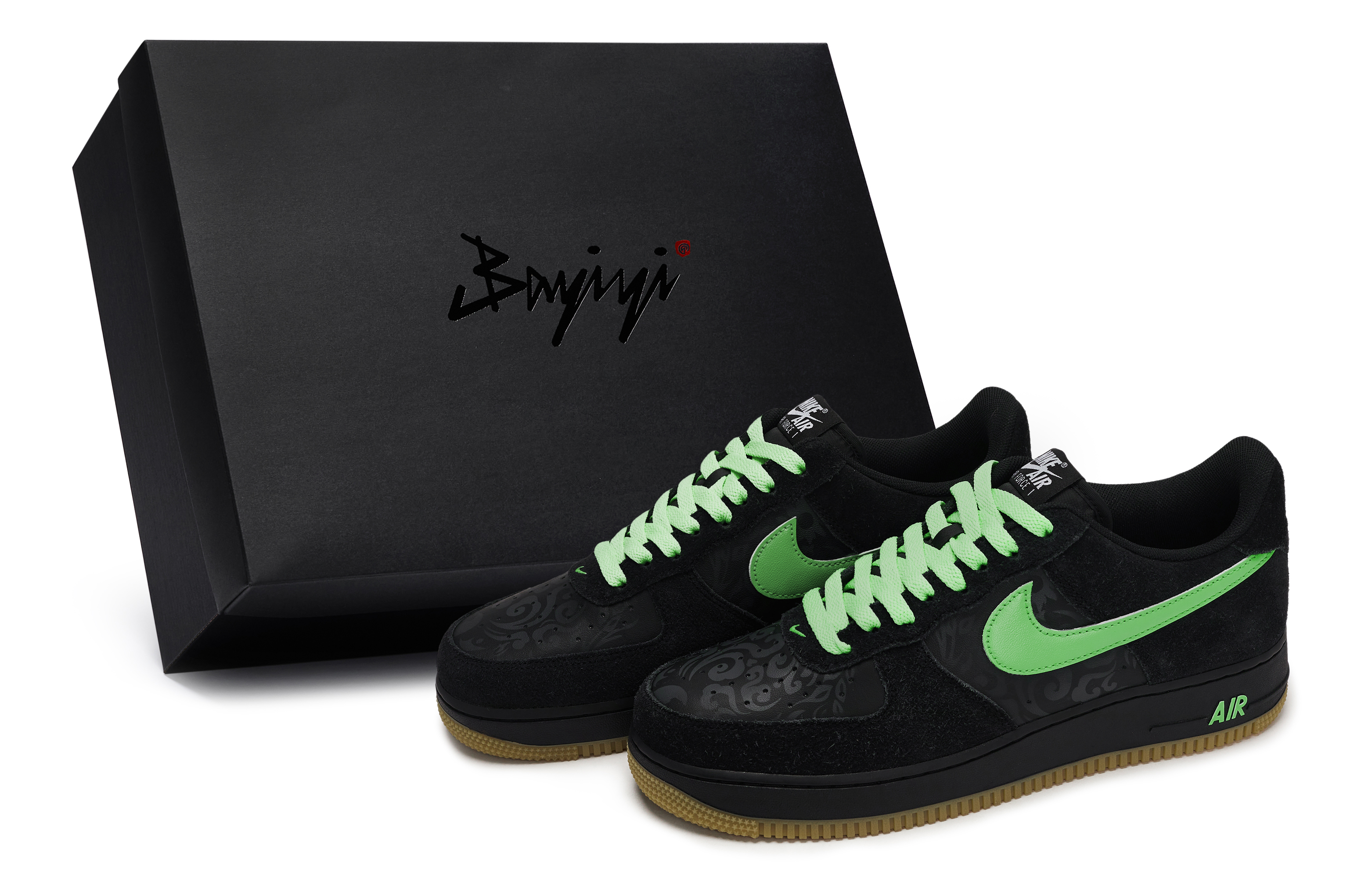 

Кроссовки для скейтбординга Air Force 1 мужские, низкие, черно-зеленые Nike, Black Green