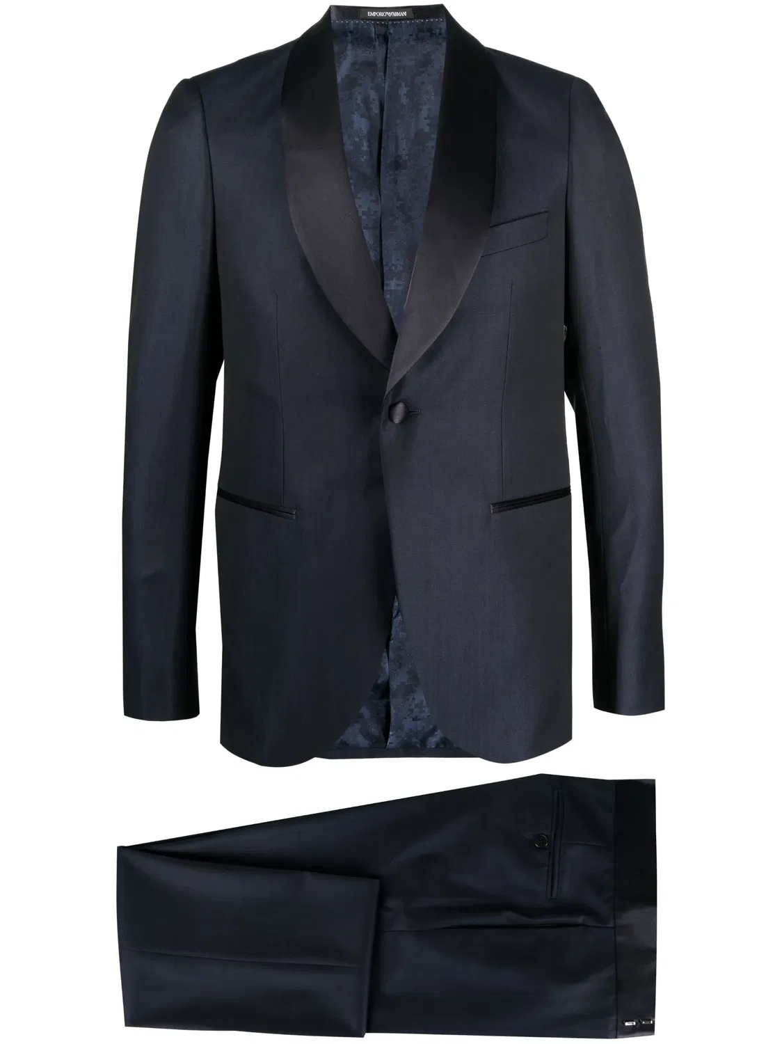 Костюм с Сатиновыми Лапелями Emporio Armani, синий