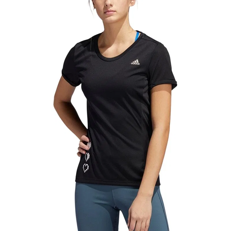 Женская футболка с круглым вырезом, прямой крой, Adidas, Black