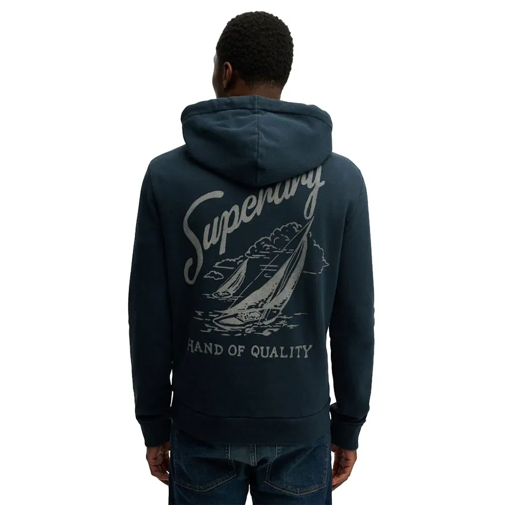 Худи с вышивкой Lo-Fi Dockside Superdry, синий — фото 2