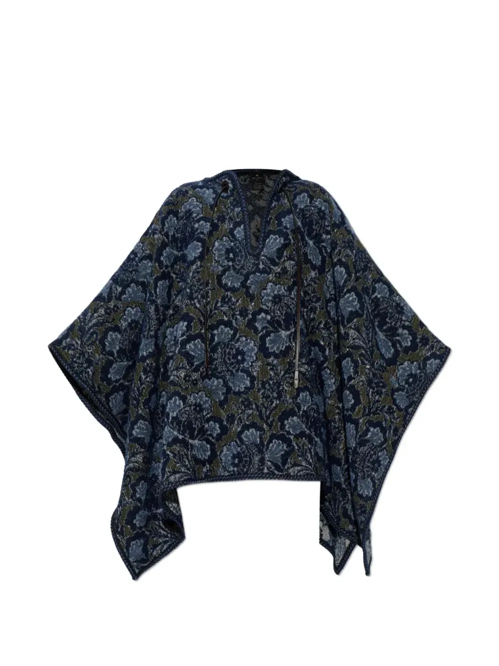 Пончо с цветочным узором Etro, синий
