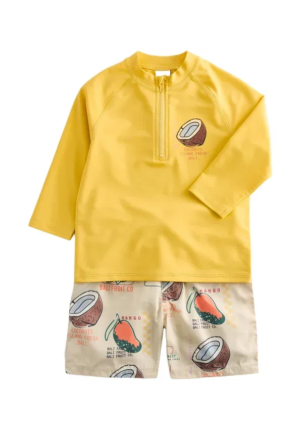 Купальник комплект из 2 предметов с принтом кокос, модель 2 piece coconut graphic set, Marks & Spencer, Yellow Mix, желтый