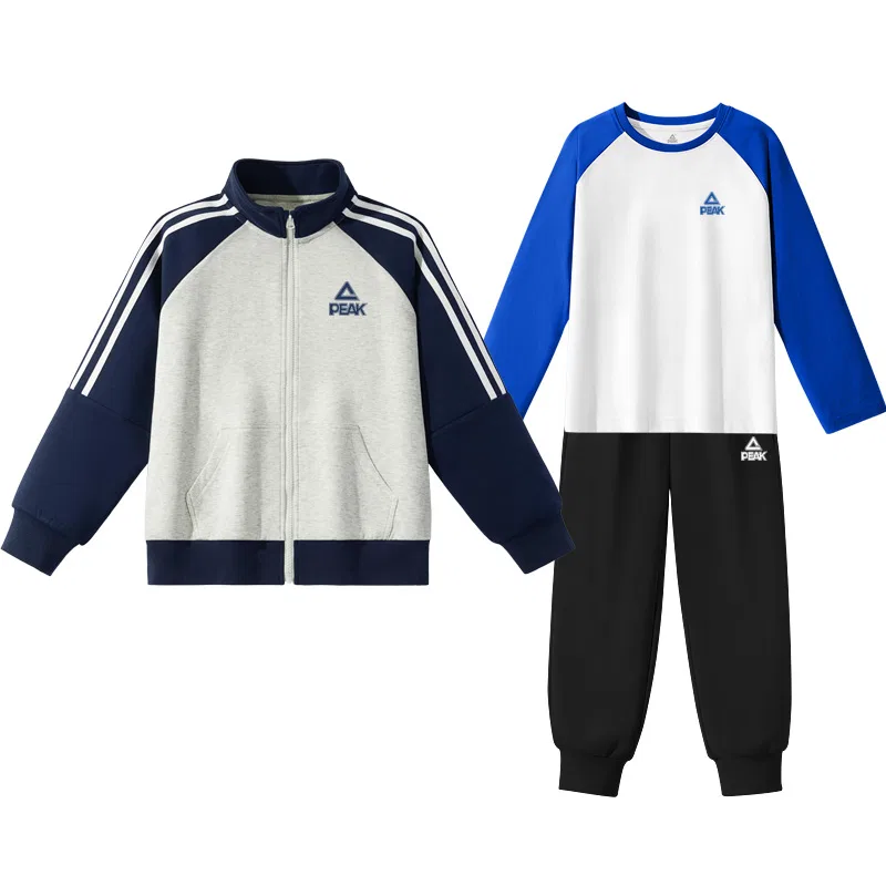 Детский спортивный комплект с капюшоном, Navy Blue/PK Blue Triangle Logo Silicone K, PEAK