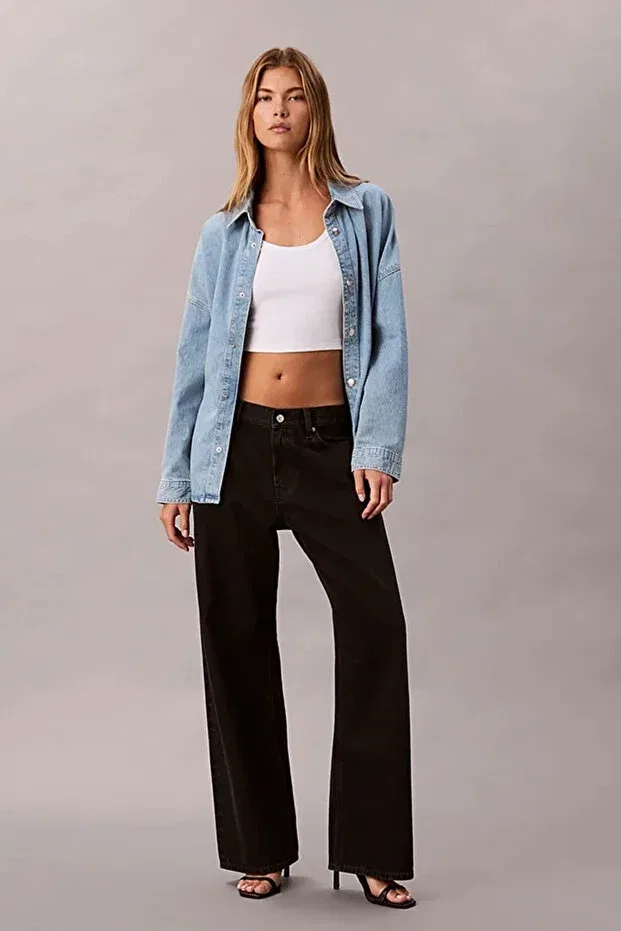 Женская рубашка из денима с длинным рукавом Aaron Calvin Klein, Blue — фото 2