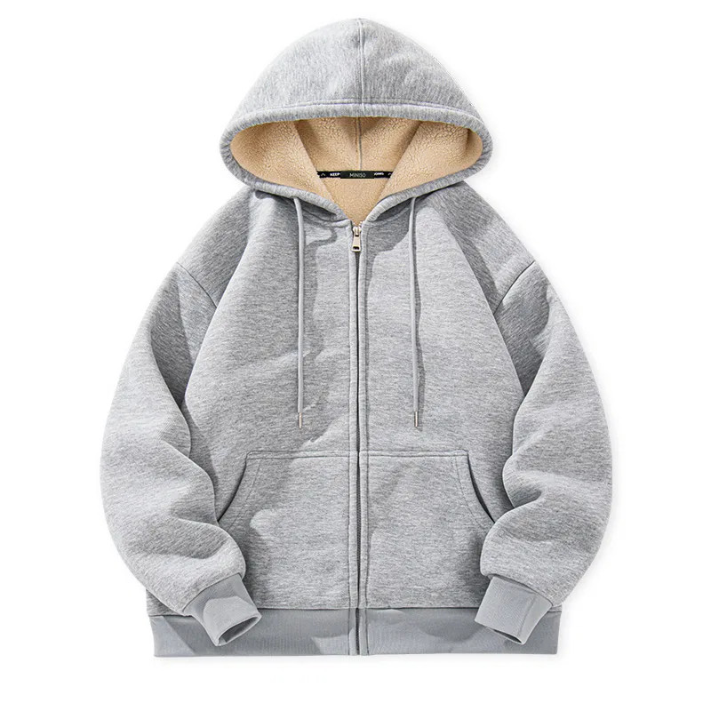 Детский худи с капюшоном утепленный MINISO, Heather Gray (B Simple Smile Drawing Back Logo) — фото 3
