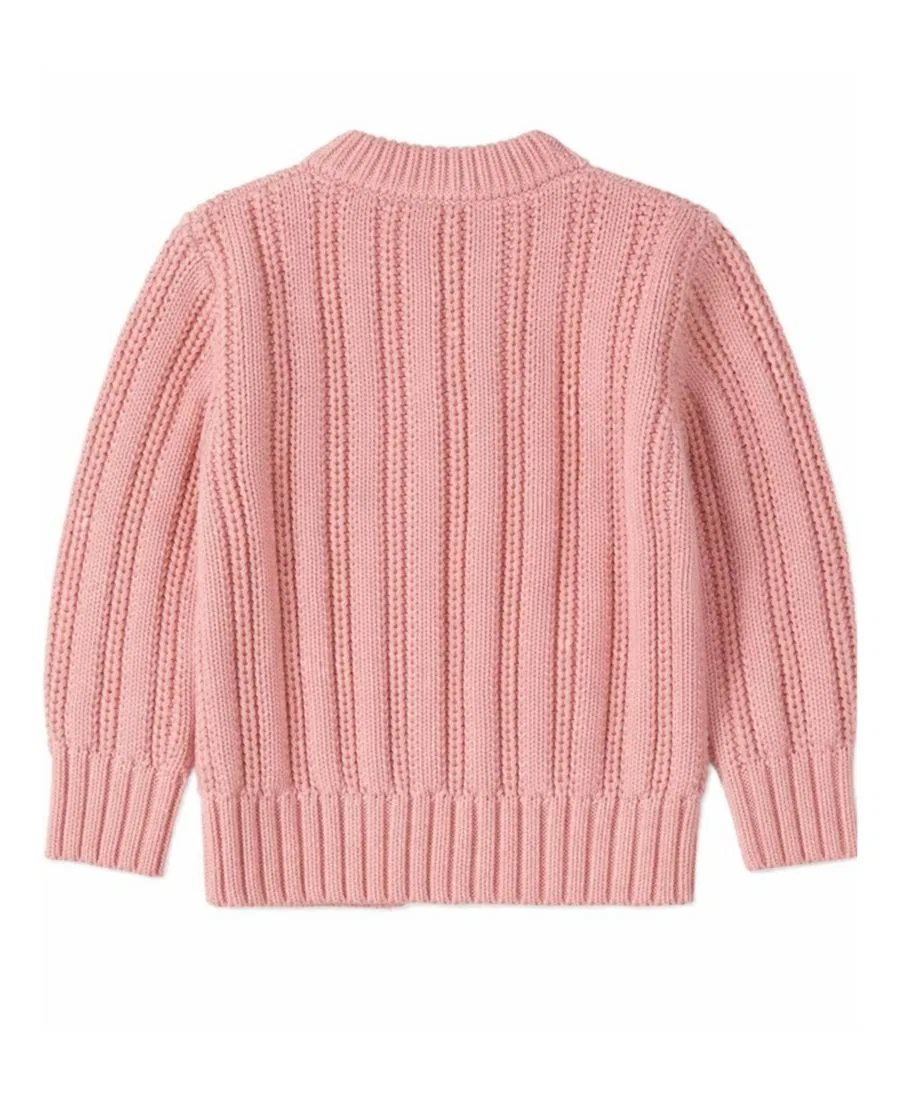 Кардиган-свитер с косами на пуговицах, свободный крой MeMoi, Pink — фото 3