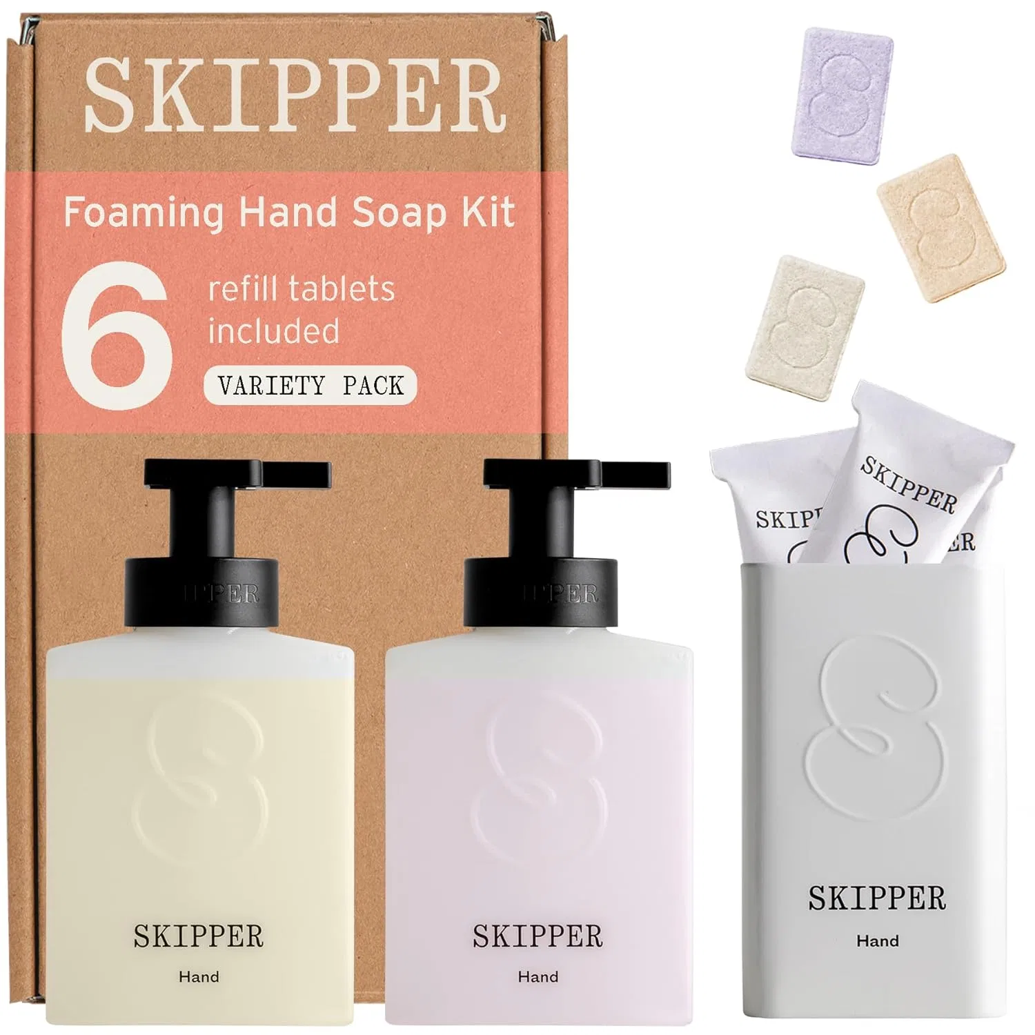 Набор для рук Skipper Duo Set, 2 диспенсера + 6 таблеток + банка, ассорти Tirtyl