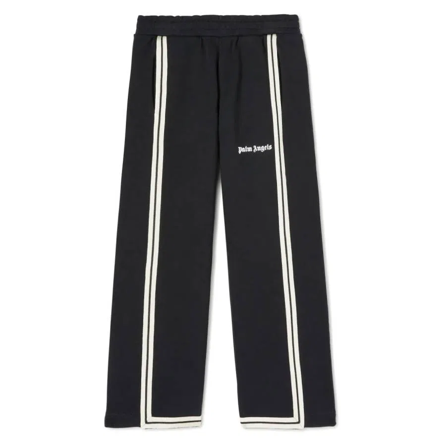 Спортивные штаны с контрастными лампасами и принтом Palm Angels Kids Contrast Stripe Cotton Track Pants Palm Angels, Off White