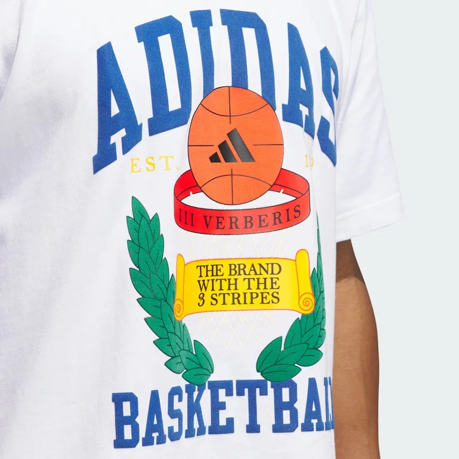 Футболка с графическим принтом Crest Basketball adidas Performance, Белый — фото 4