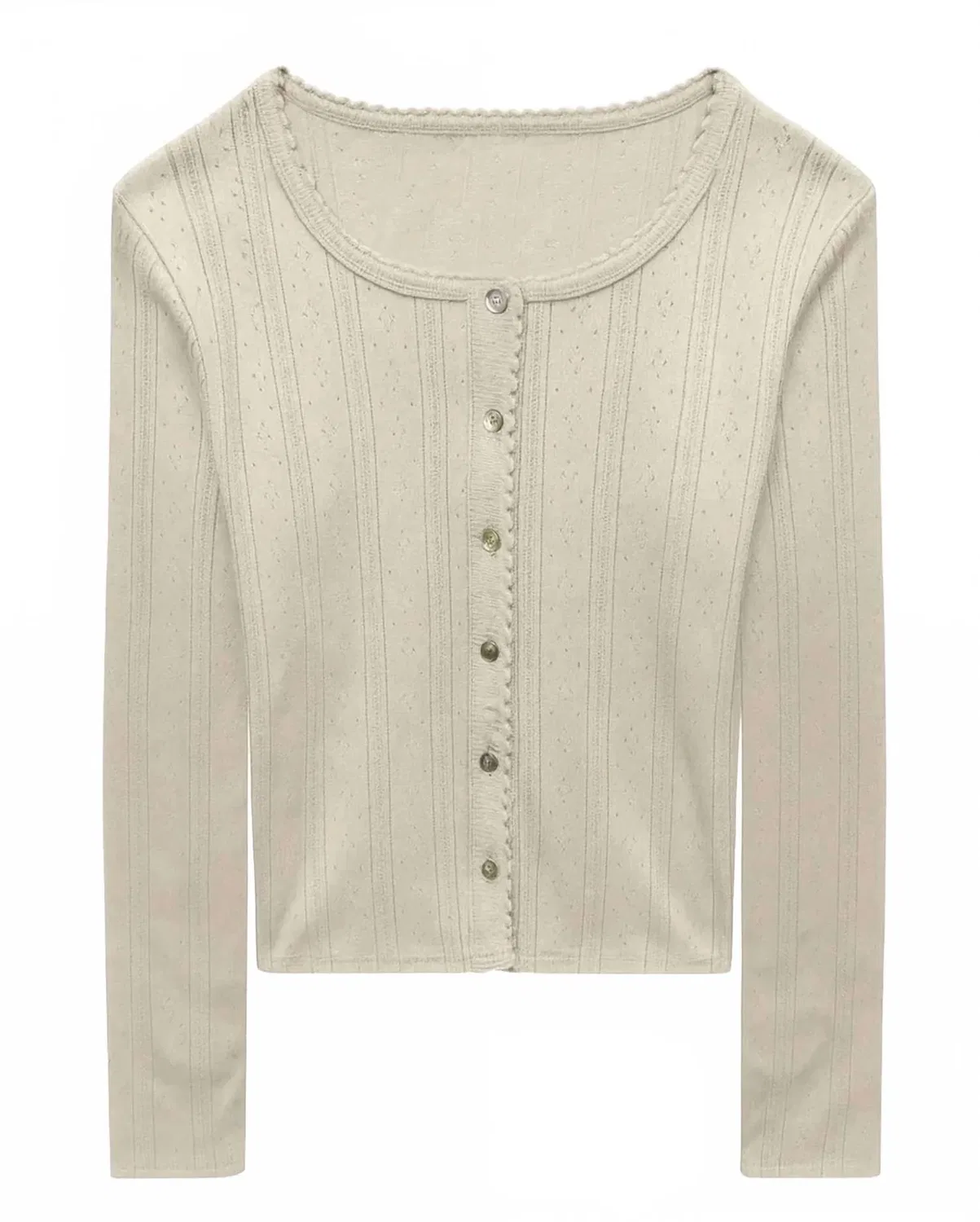Детская рубашка для девочек с длинным рукавом и узором пуантель Marina Button Down Pointelle Top KatieJnyc, Natural