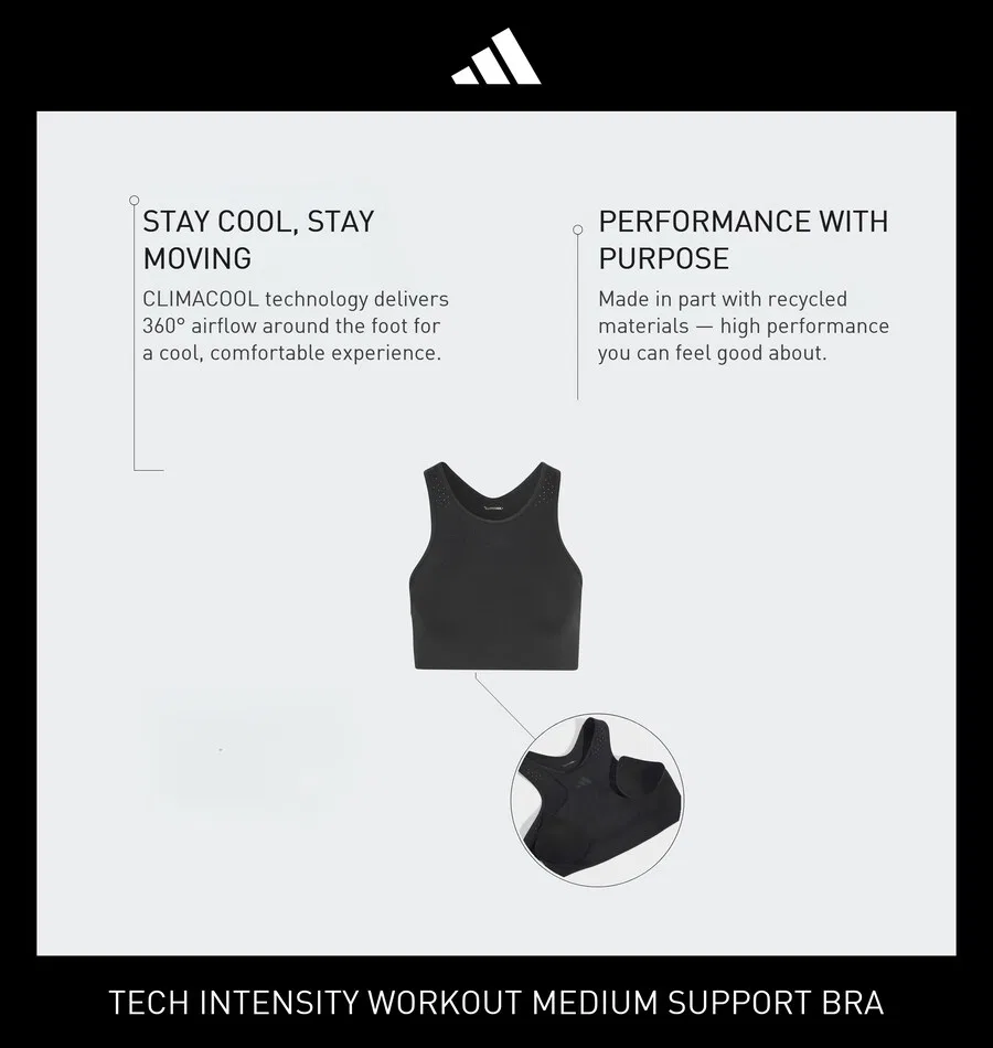 Спортивный бюстгальтер ADIDAS PERFORMANCE Bralette 'Intensity Workout' черного цвета — фото 4