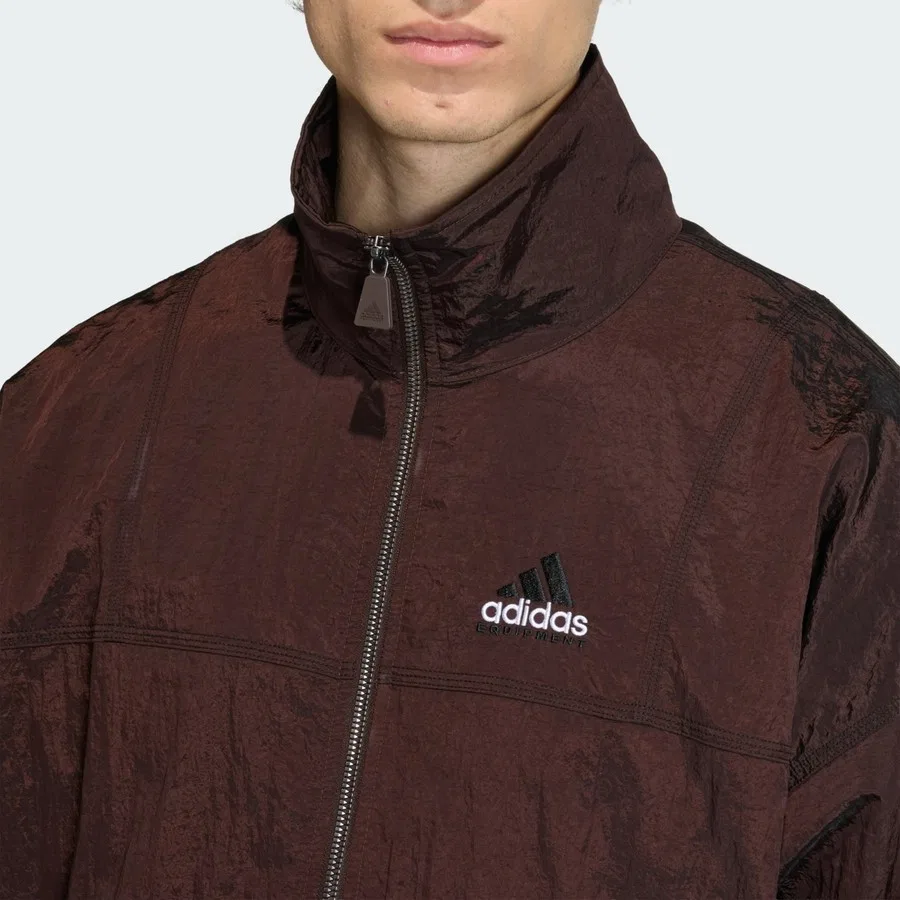 Куртка спортивная с молнией и капюшоном, модель EQT Track Top, adidas, Aurora — фото 4