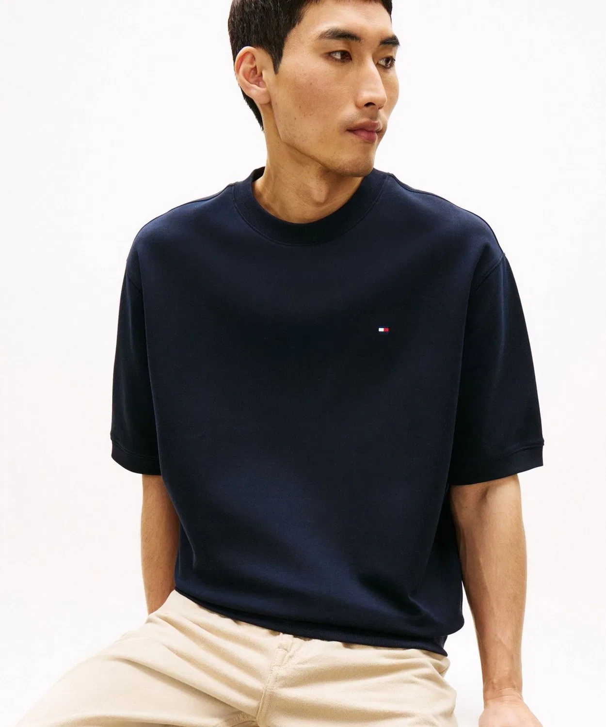 Мужской свитшот с полузамком из двойного трикотажа TOMMY HILFIGER, White — фото 2