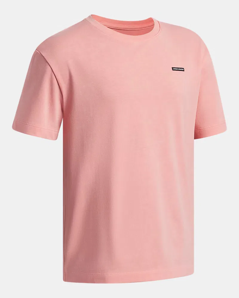Футболка оверсайз для мальчиков с эффектом wash UA Heavyweight Wash UnderArmour, Posh Pink/White — фото 3