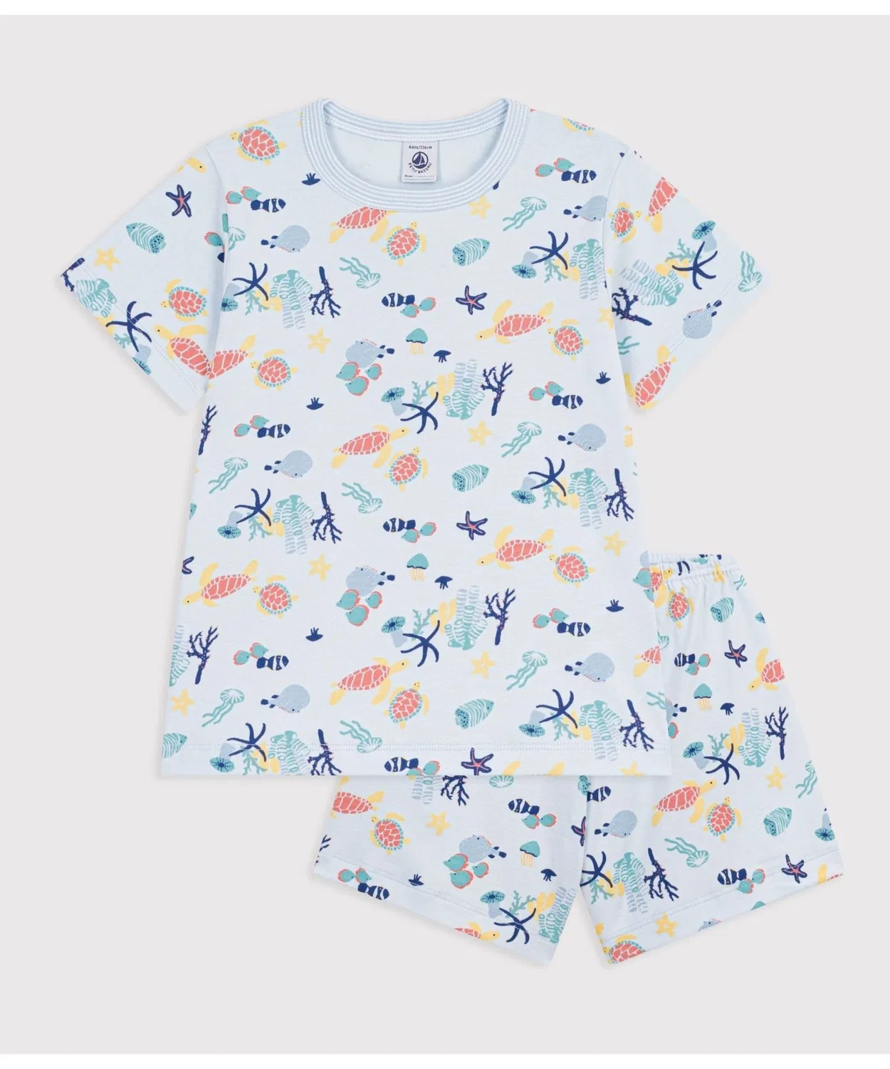 Детская пижама с коротким рукавом с принтом PETIT BATEAU, Light Blue