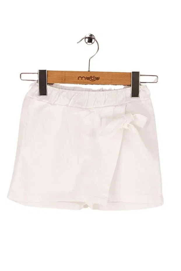 Детские шорты для девочек из габардина с бантом Mutlu Kids, White