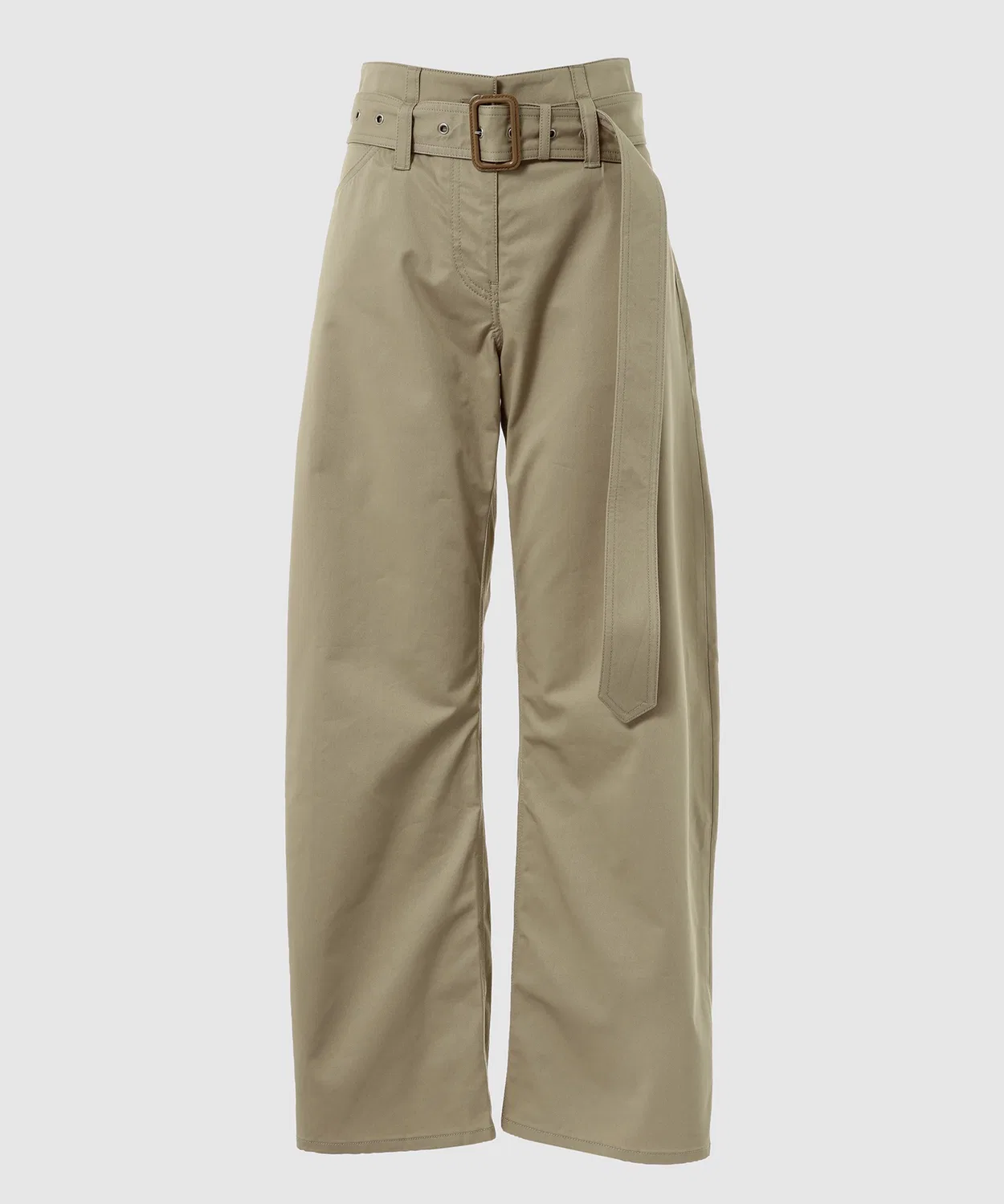 Женские классические брюки из хлопкового твила с регулируемым поясом Acne Studios, Beige