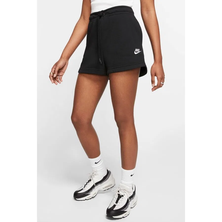 Шорты женские из футера с логотипом Nike Essential, Черный