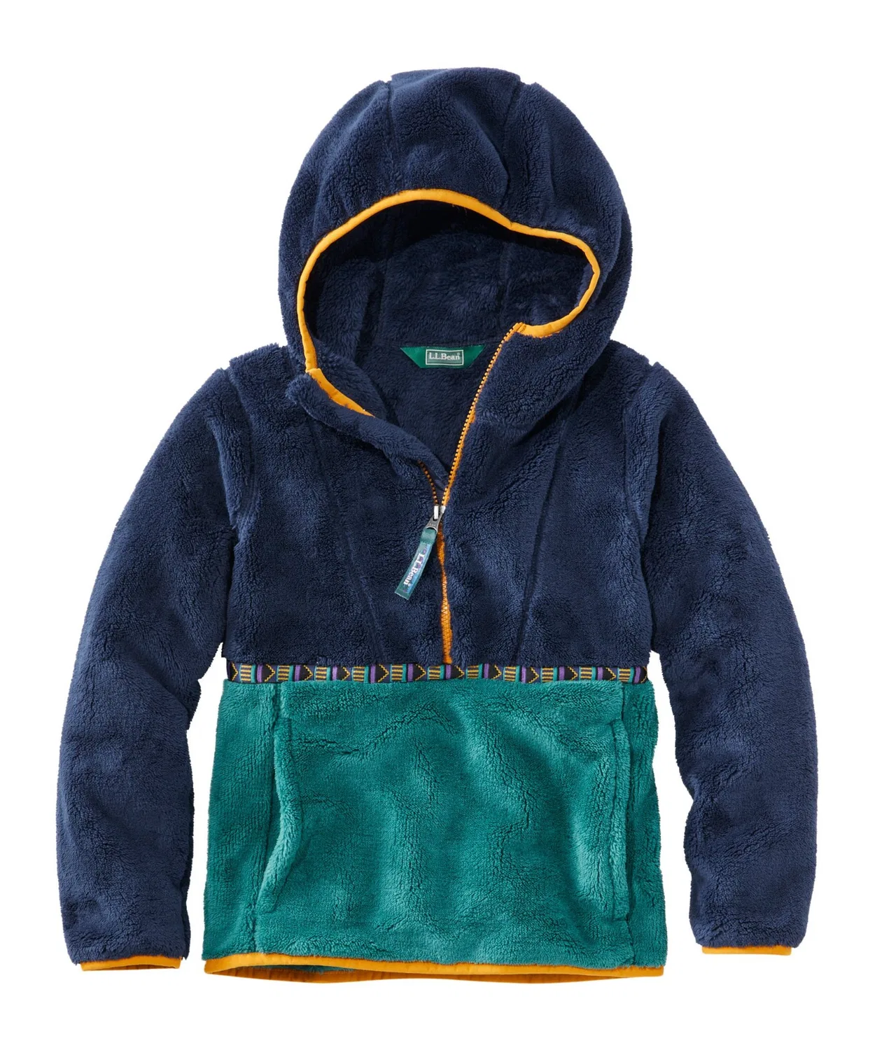 Детское худи с капюшоном из флиса с принтом, модель Hyperpile Fleece Hood Pullover L.L.Bean, Белый — фото 4