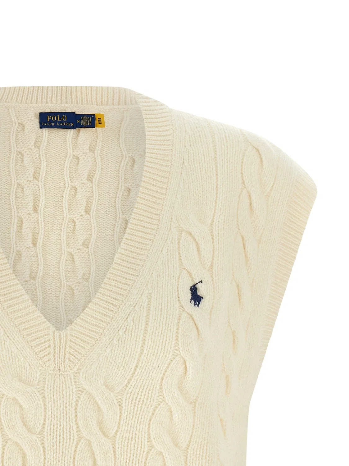 Жилетка с плетеной отделкой POLO RALPH LAUREN, белый — фото 3