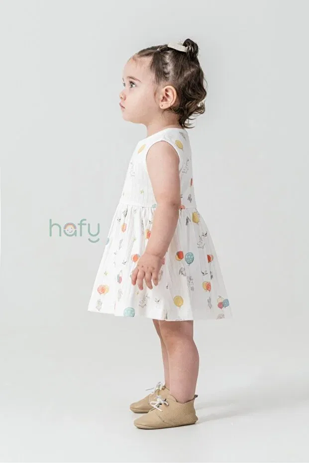 Детское платье для девочек с принтом Hafy Baby, White-Cream — фото 4