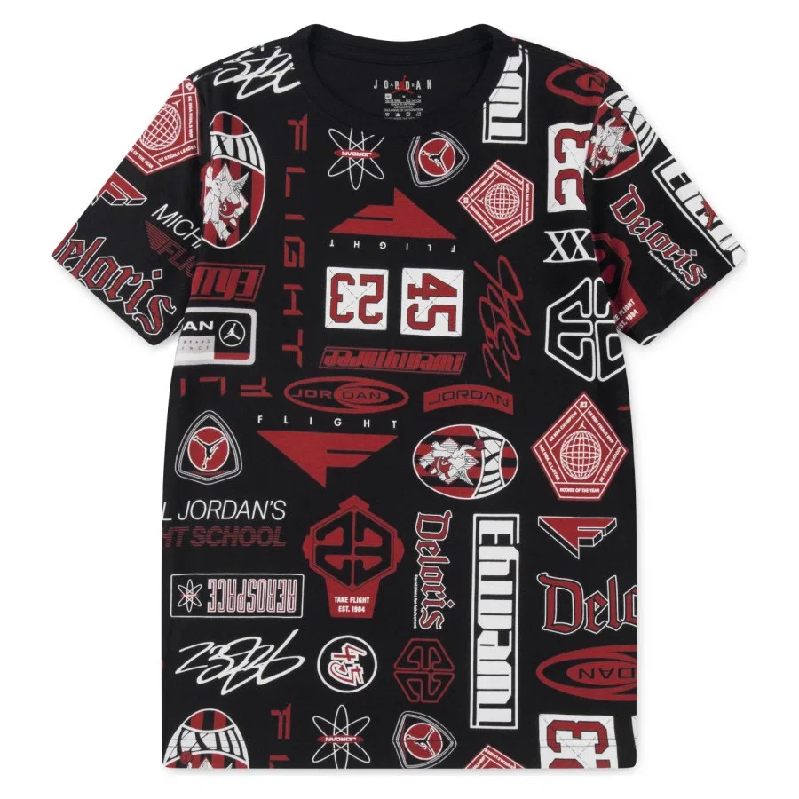 Детская футболка с принтом Jordan Jdb Mj Ess Aop Ss Tee Nike, Черный