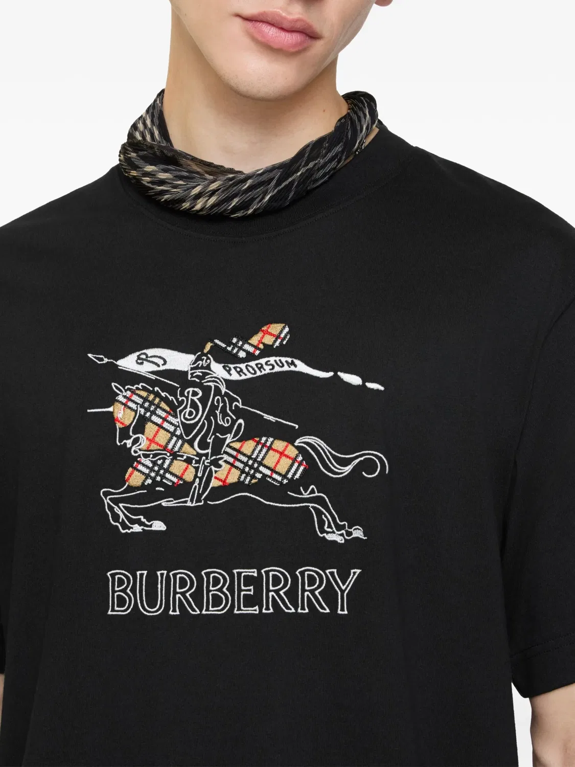 Футболка Equestrian Knight из хлопка Burberry, черный — фото 2