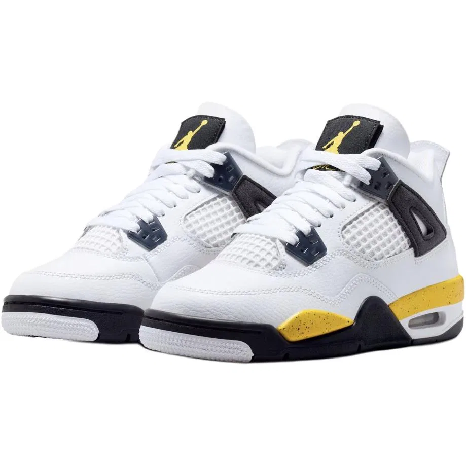 Детские кроссовки для баскетбола с низким верхом Jordan Air Jordan 4 Low, White Yellow — фото 4