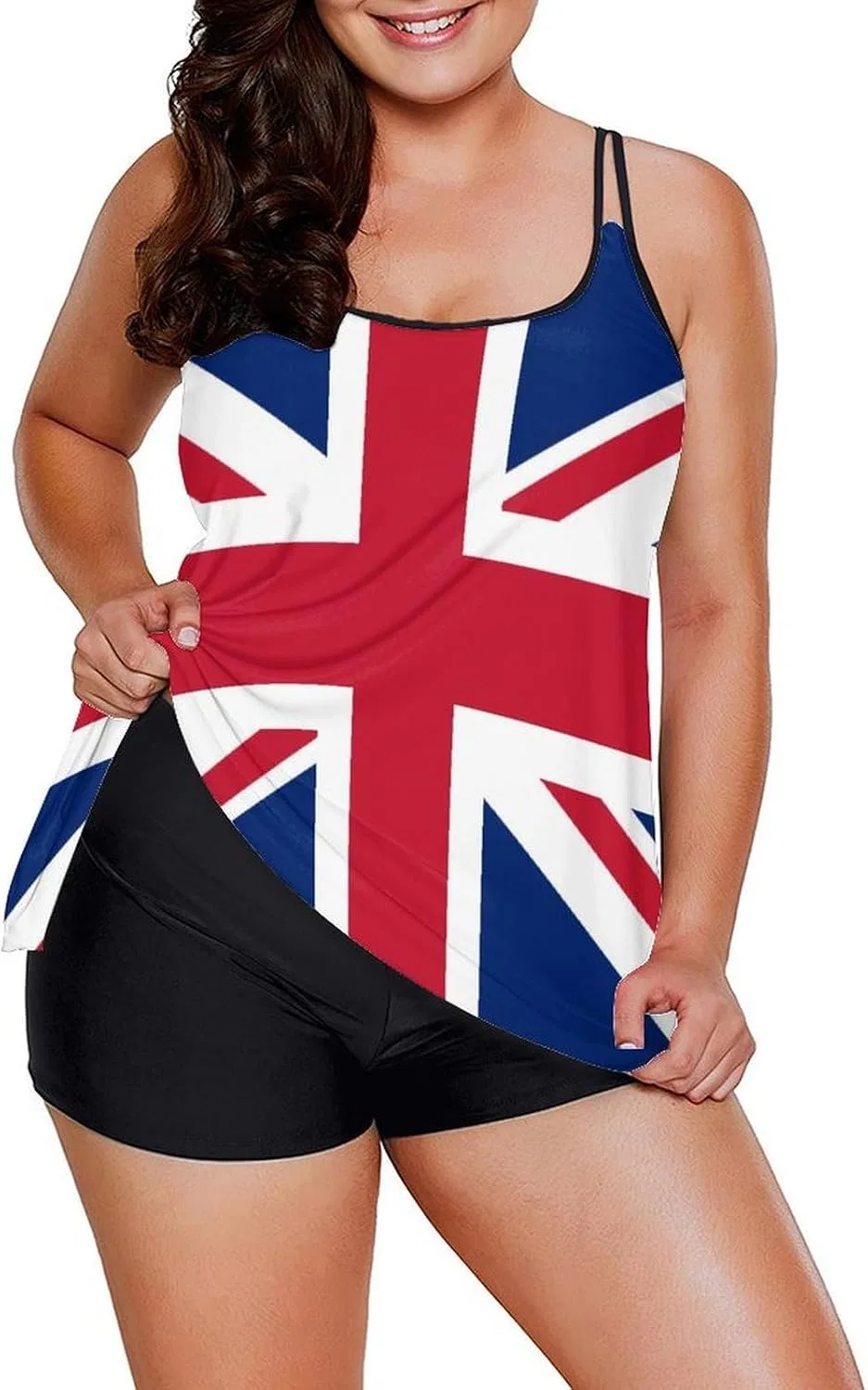 Женский танкини с высокими трусами-шортами, Union Jack British Flagstyle-28-1