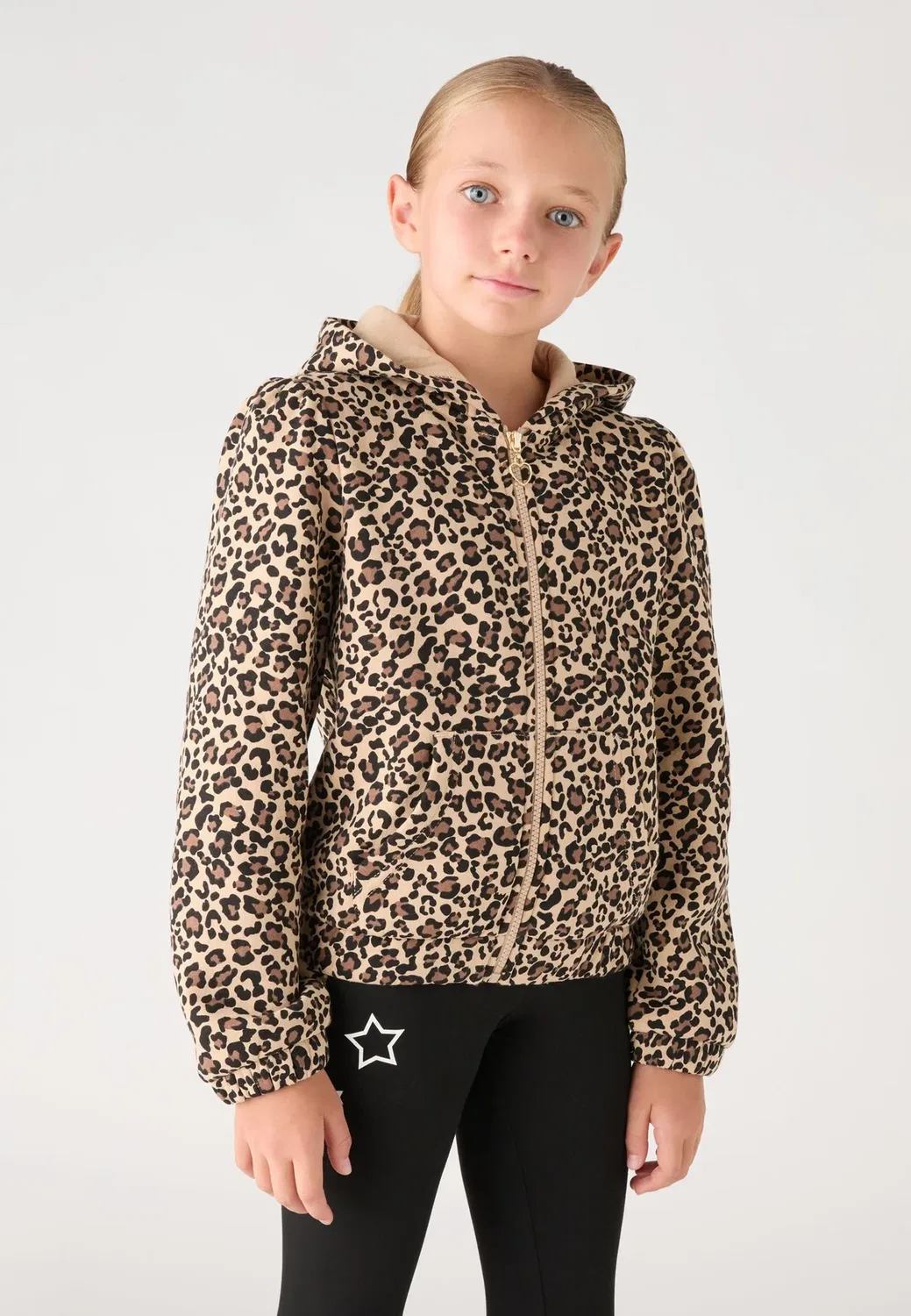 Толстовка Felpa animalier на молнии Terranova, Var Beige — фото 2