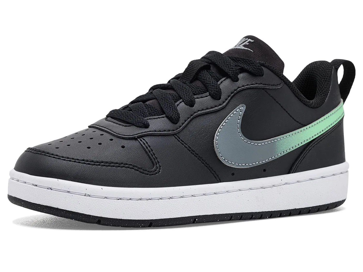 Кроссовки Court Borough Low Fade (для больших детей) Nike Kids, Black/Illusion Green/Smoke Grey/White