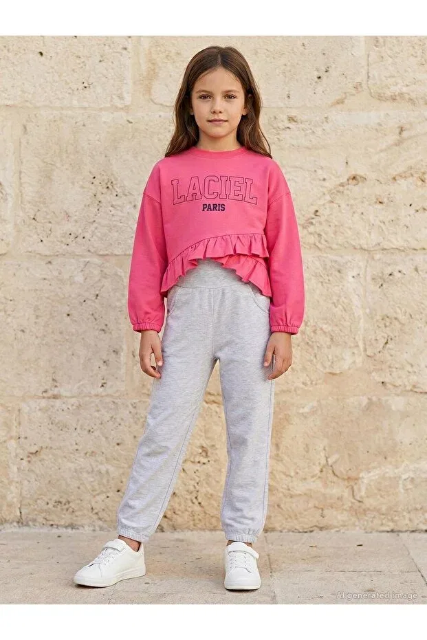 Детский спортивный комплект для девочек с принтом Laciel Civil Girls, Dark Pink