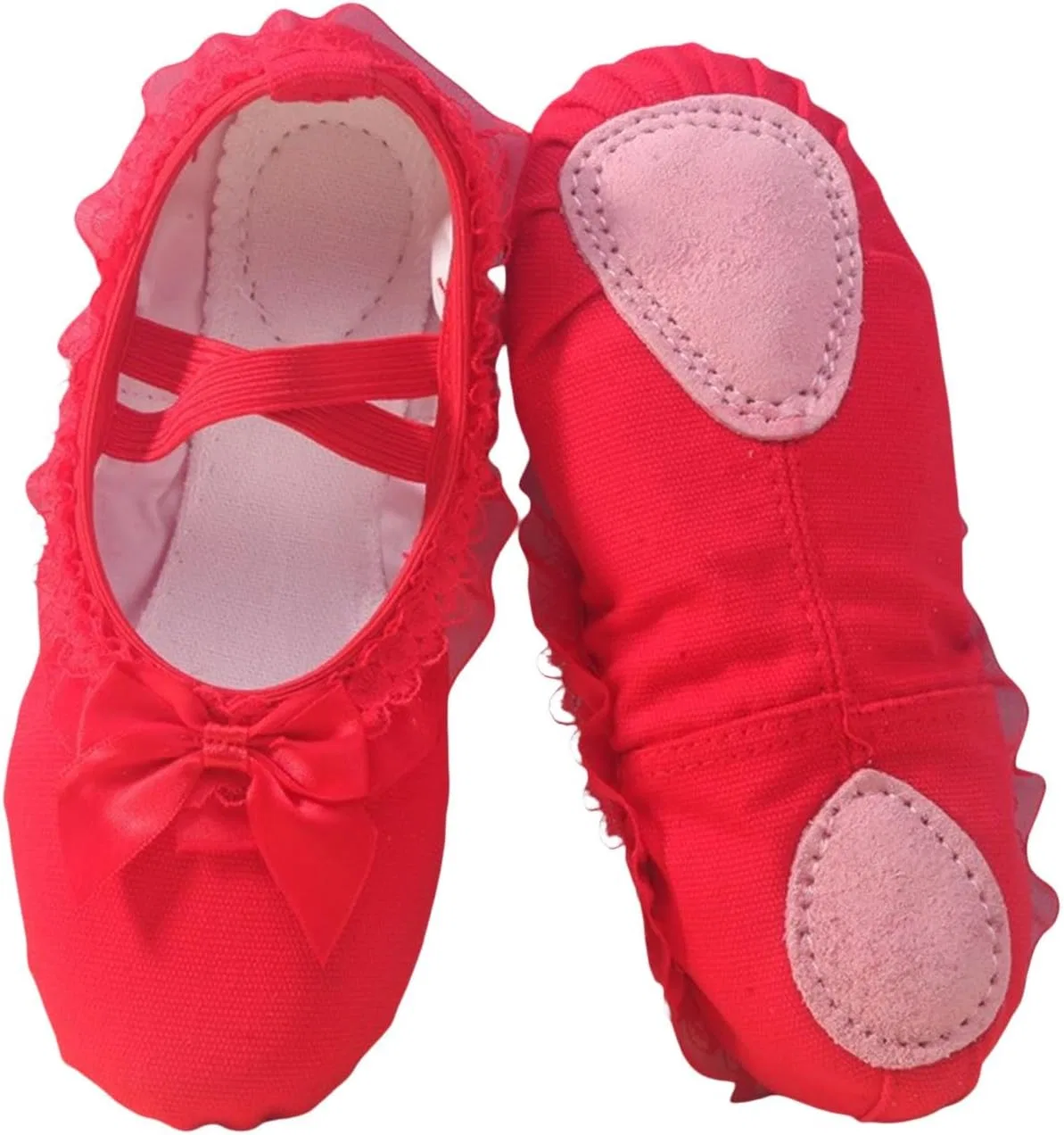 Детские балетки для девочек с принтом Canvas Ballet Shoes Girls Split Sole Soft Flats Elastic Straps Slippers