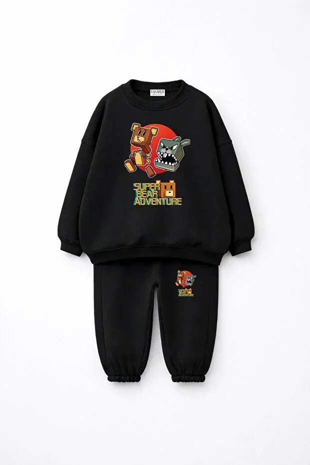 Детский спортивный костюм с принтом Super Bear Adventure Fasardi, Black — фото 2