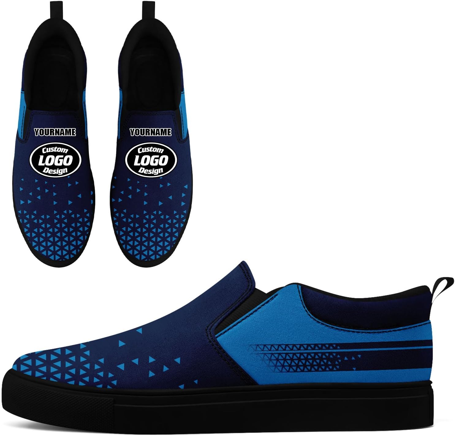 

Кастомизированные корпоративные повседневные слипоны AWSOLE для мужчин и женщин с принтом названия компании и логотипа, удобные кроссовки из холста для прогулок, черный/синий/темно-синий