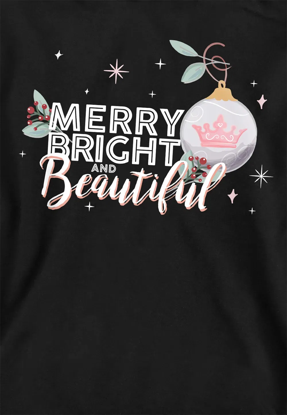 Детская худи Princess Christmas Merry, Bright And Beautiful, Disney, черный — фото 2