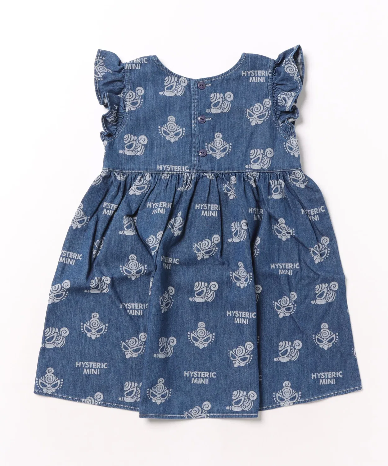 Детское платье из денима с воланами HYSTERIC MINI, Light Indigo Blue — фото 2