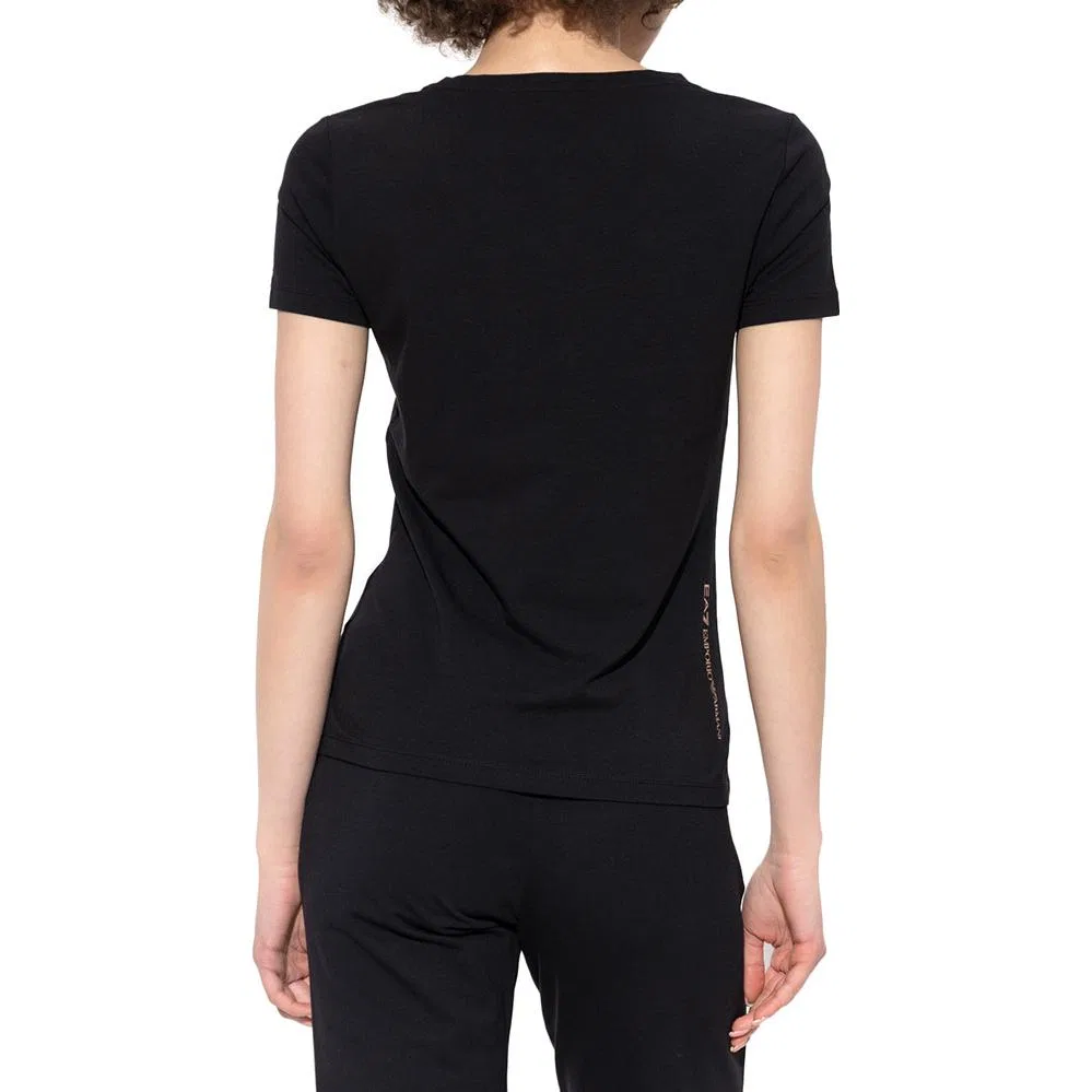 Женская футболка с длинным рукавом с принтом EMPORIO ARMANI, Black — фото 4