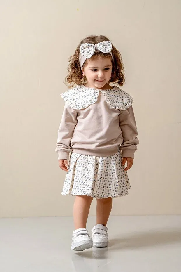 Детский комплект для девочек с цветочным принтом Glam Jnf Kids, Beige