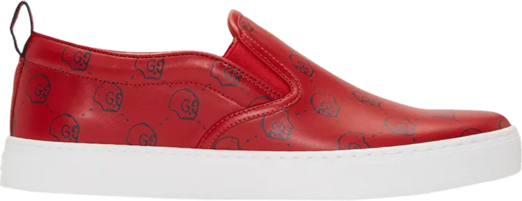 Кроссовки Gucci Slip-On Ghost Skull Red, красный