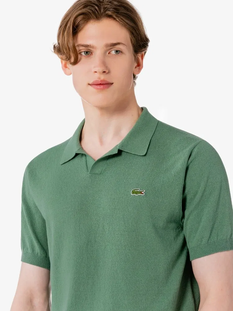 Поло мужское с открытым воротником, вязаное LACOSTE, Green — фото 2