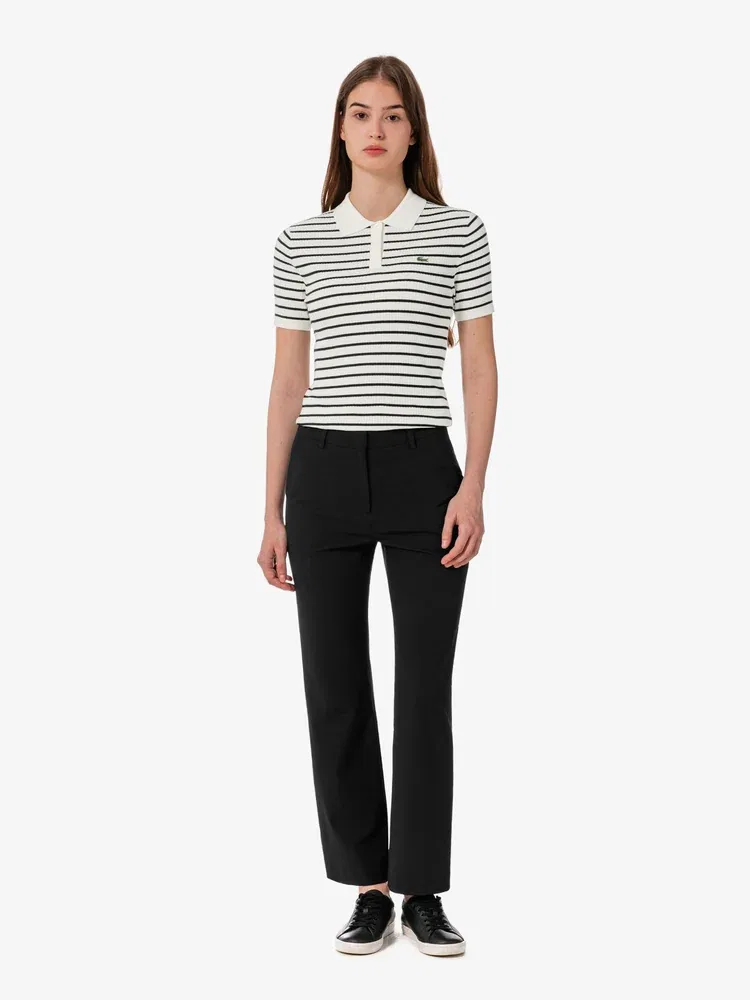Футболка поло LACOSTE White, классический воротник, базовый белый цвет — фото 4