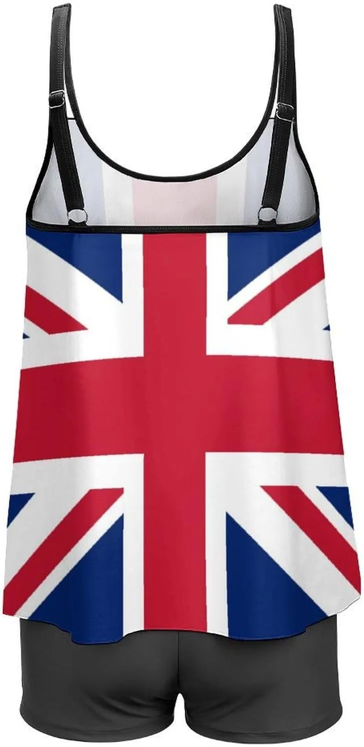 Женский танкини с высокими трусами-шортами, Union Jack British Flagstyle-28-1 — фото 4