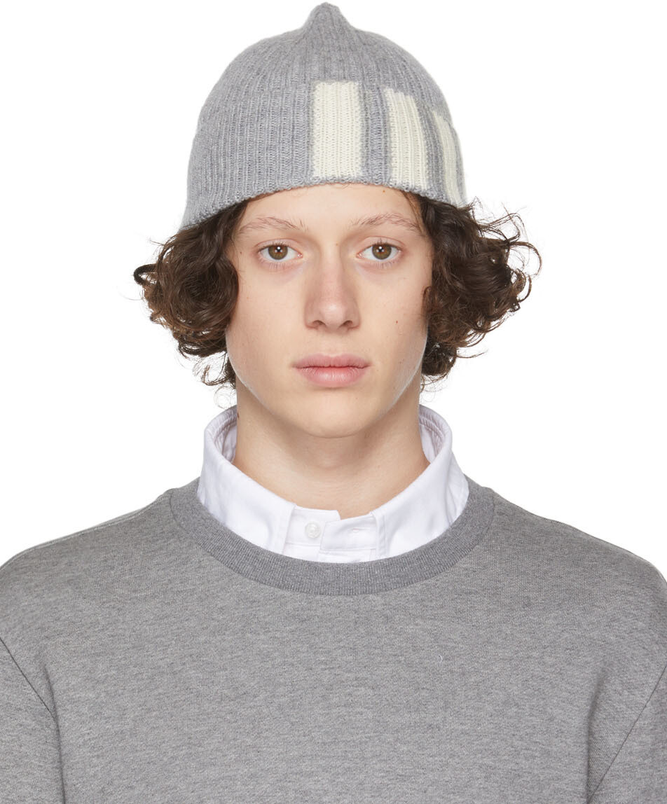 

Серая шапка из кашемира с четырьмя полосками Thom Browne