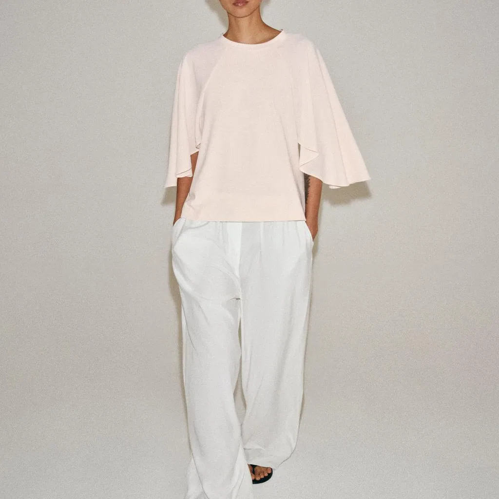Женская футболка с круглым вырезом прямого кроя Pink ZARA, Pink — фото 4